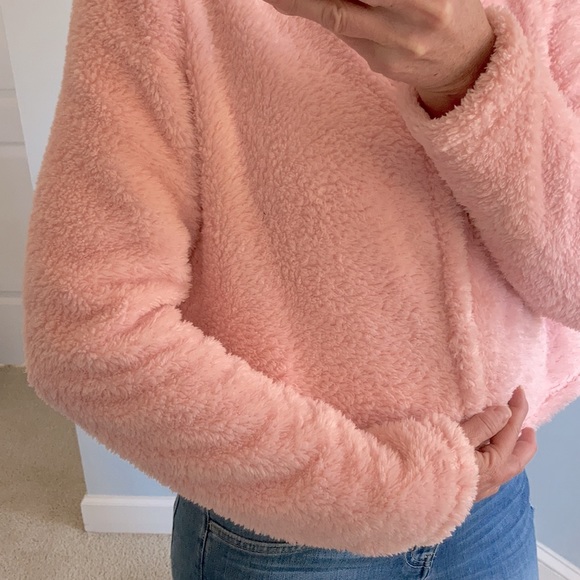 Soft, Fuzzy Pink Open Hooded Jacket - Picture 9 of 9